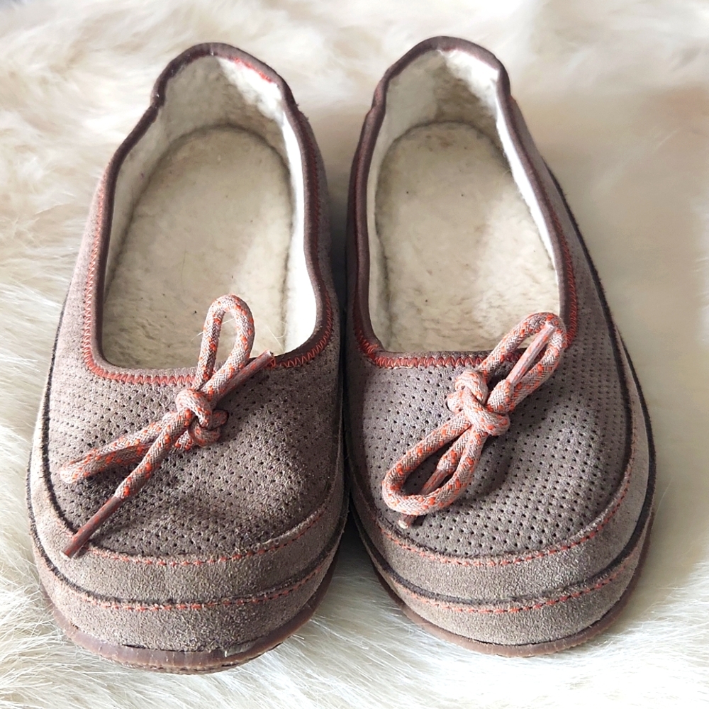 L.L.Bean Hearthside Gray Woman's Faux Fur Lined Winter Slippers Size 7